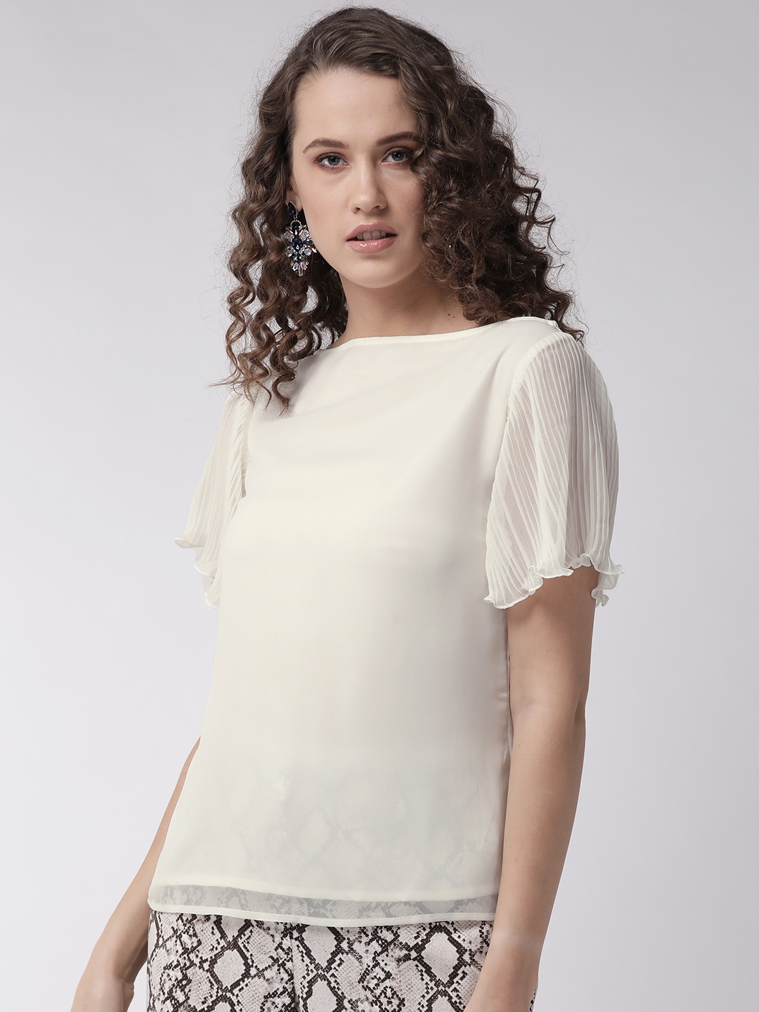

MISH Women Off-White Solid Top