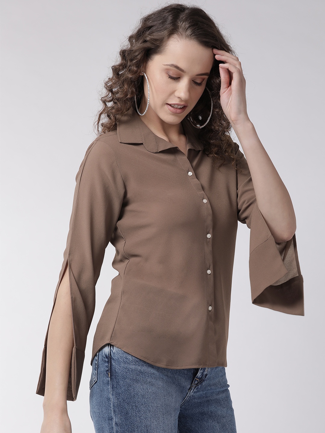 

MISH Women Brown Regular Fit Solid Casual Shirt