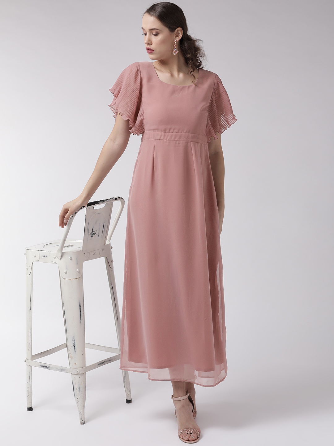 

MISH Women Dusty Pink Solid Maxi Dress