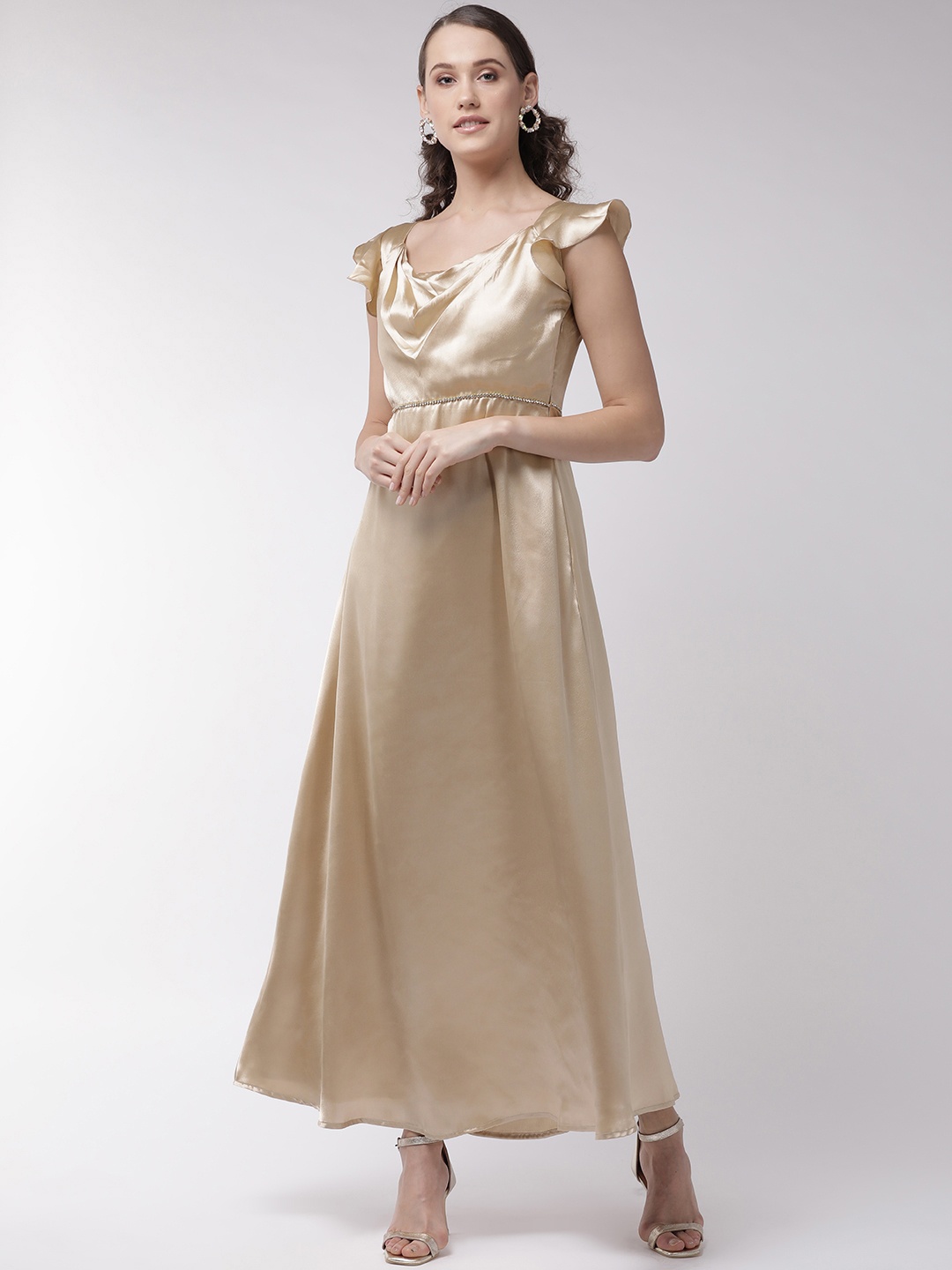 

MISH Women Cream-Coloured Solid Satin Finish Maxi Dress