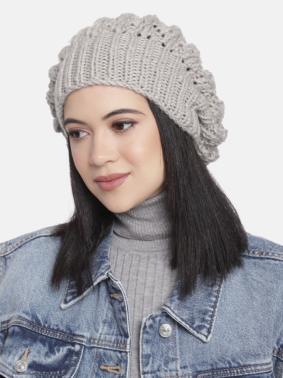 

Magic Needles Women Off-White Self Design Beanie