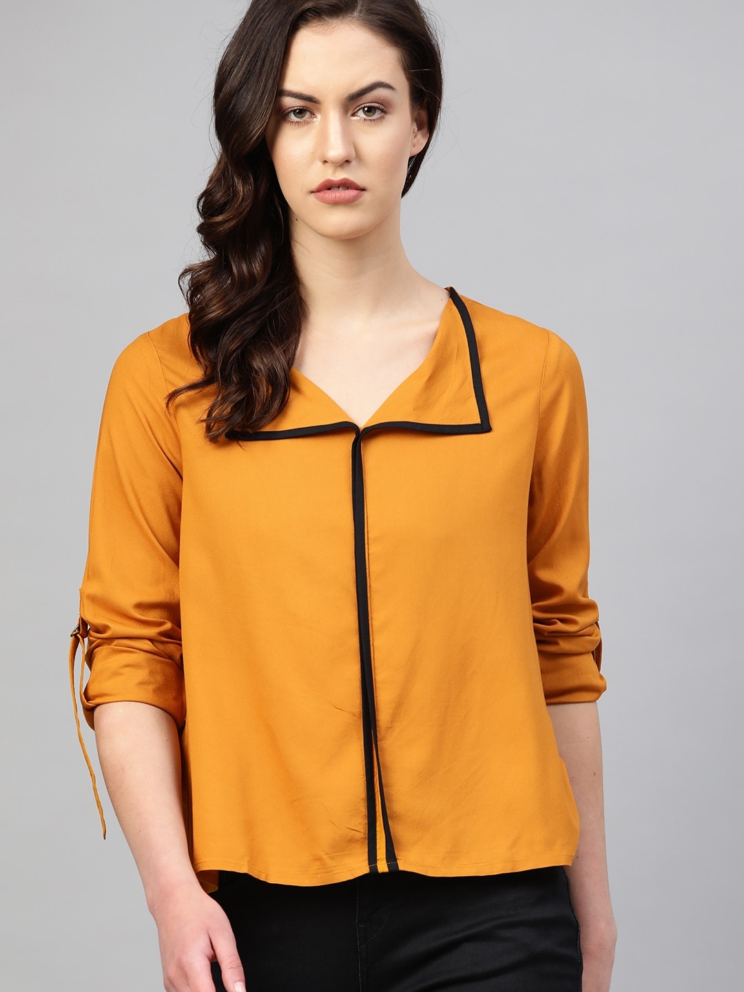 

The Roadster Lifestyle Co Women Mustard Yellow Solid Sustainable Top