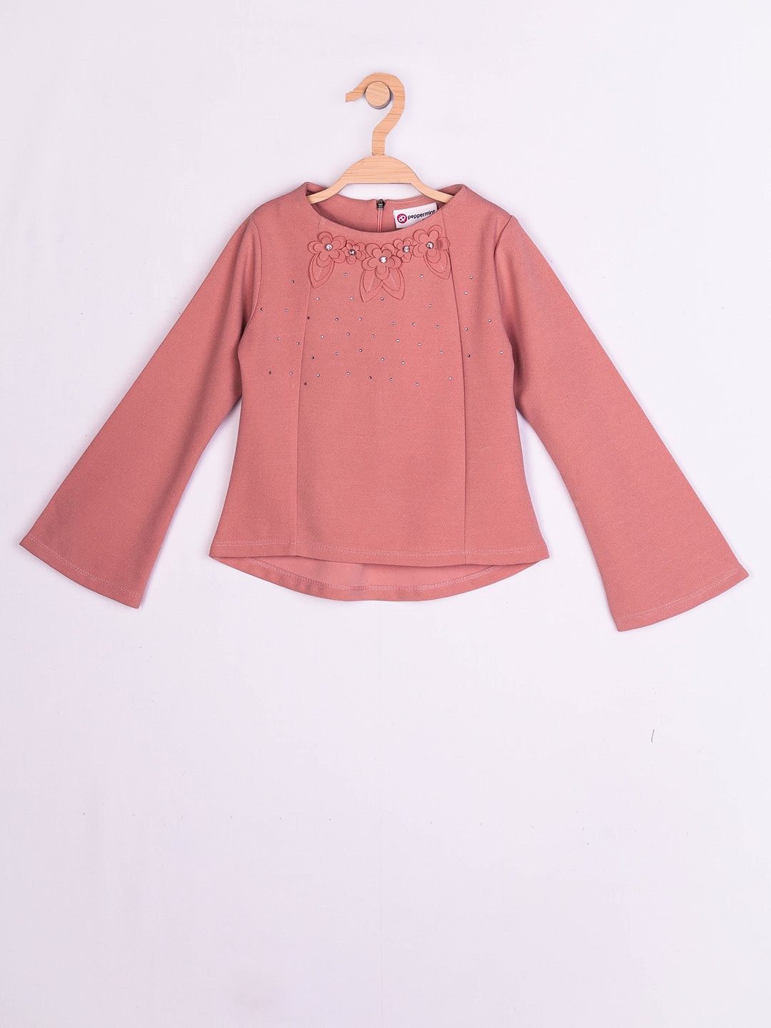 

Peppermint Girls Peach Embellished A-Line Top