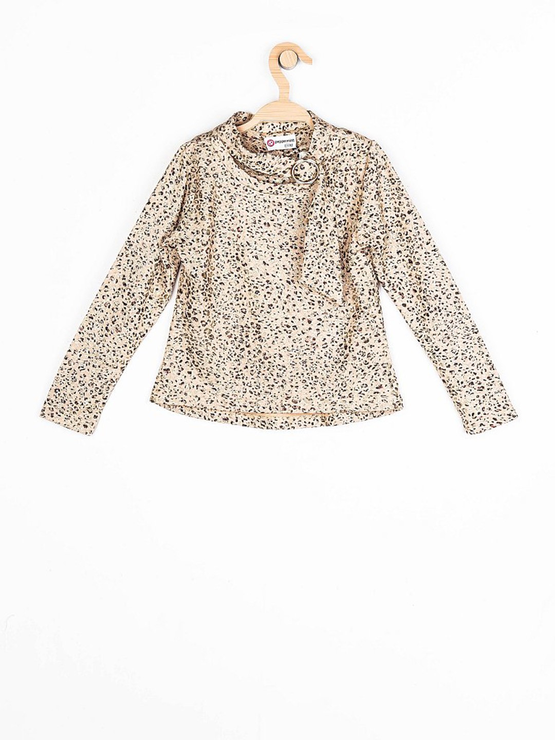 

Peppermint Girls Beige Animal Print Top