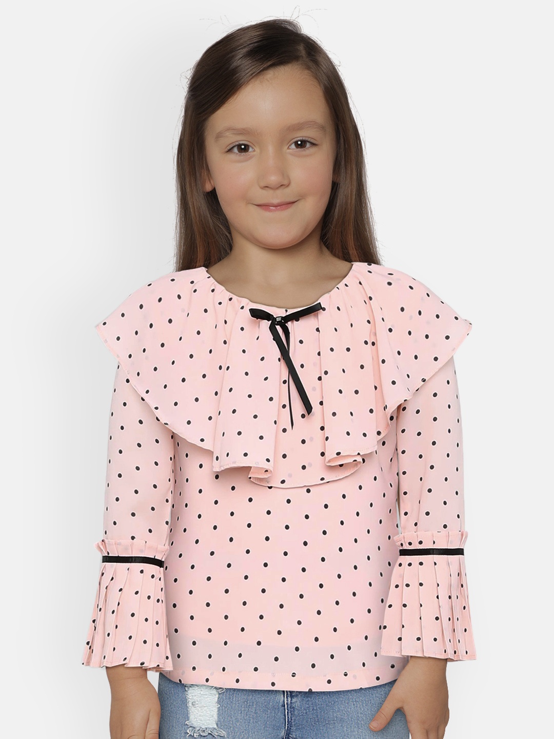 

Peppermint Girls Peach-Coloured Printed Top