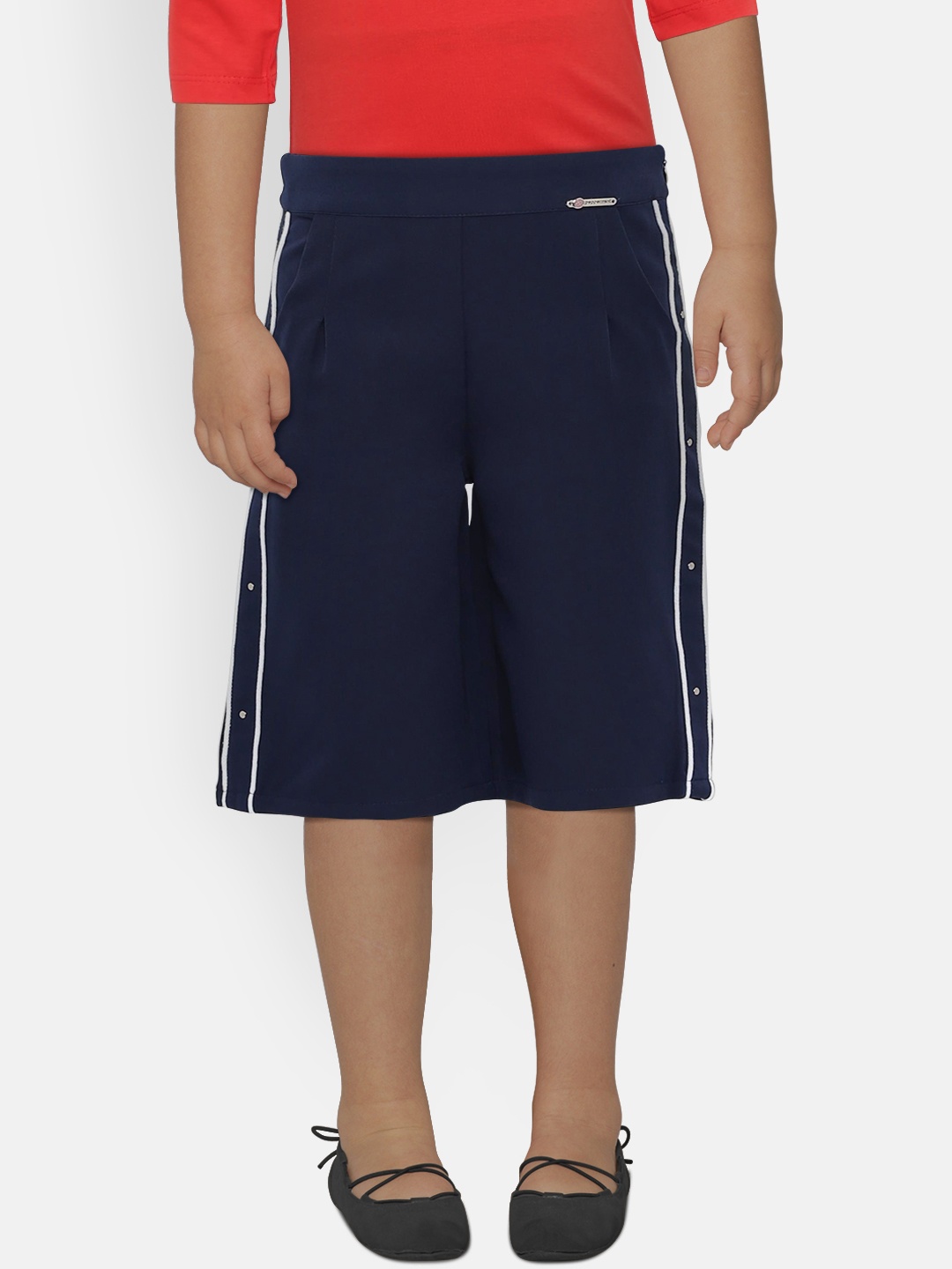 

Peppermint Girls Navy Blue Regular Fit Solid Culottes