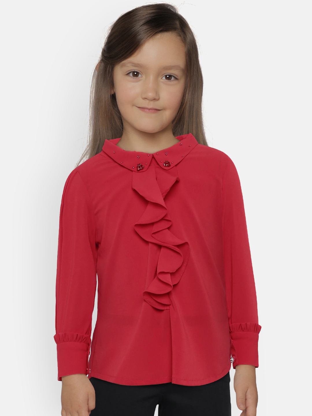 

Peppermint Girls Red Solid Shirt Style Top