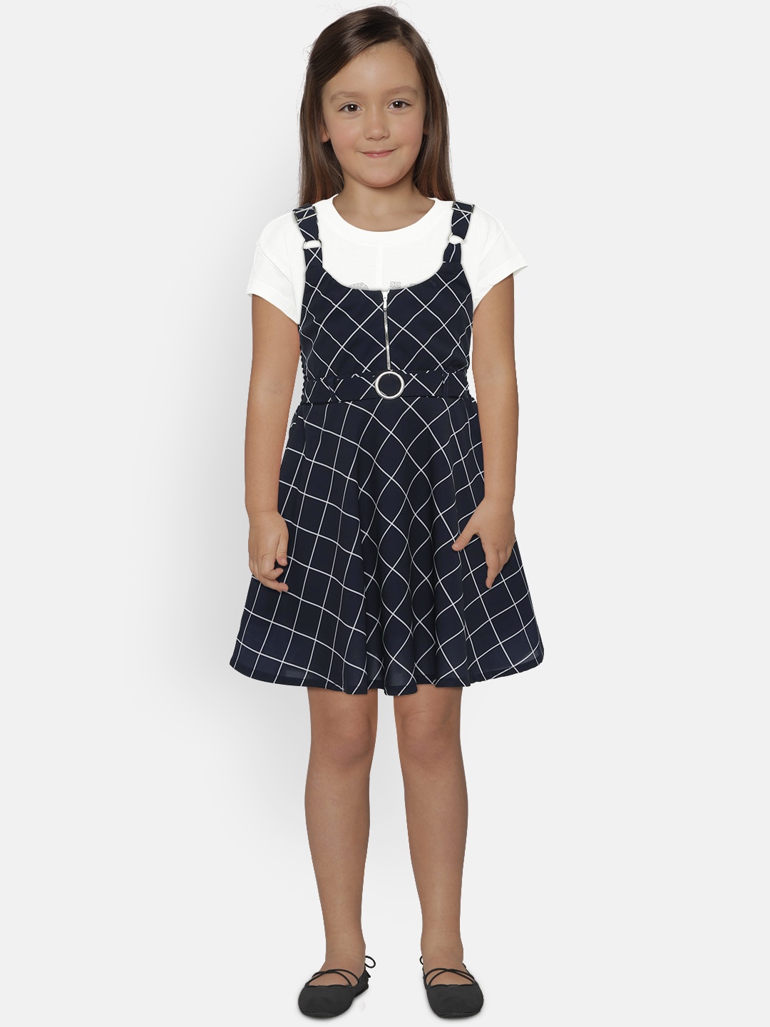 

Peppermint Girls Navy Blue Printed A-Line Dress