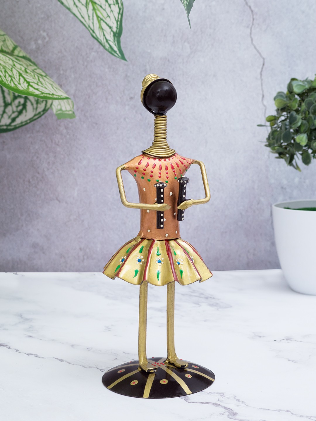 

Golden Peacock Gold-Toned & Copper-Toned Iron Handcrafted Girls Musicians Showpieces