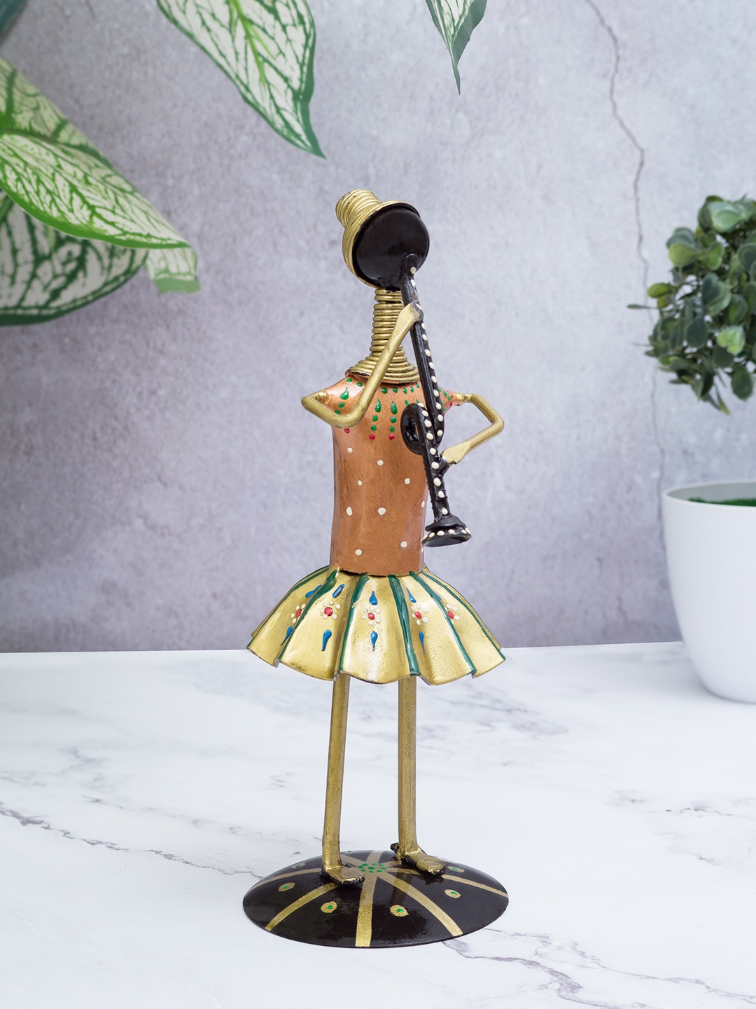 

Golden Peacock Gold-Toned & Copper-Toned Iron Handcrafted Girls Musicians Showpieces