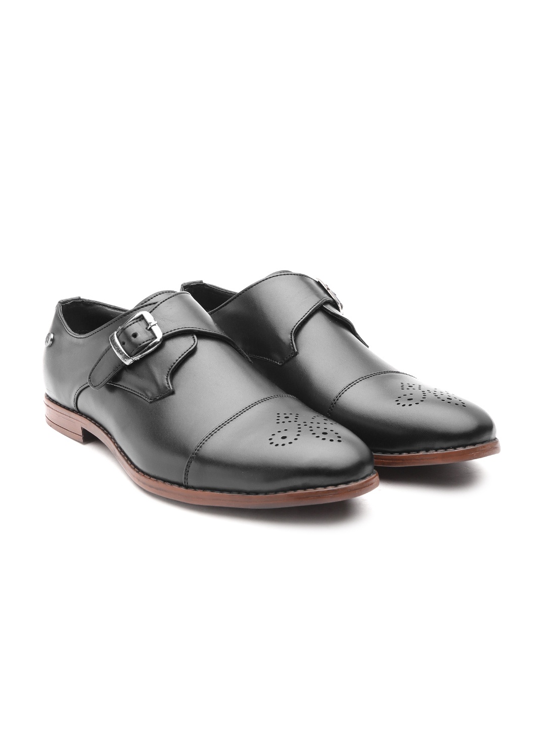 

Carlton London Men Black Solid Formal Monks