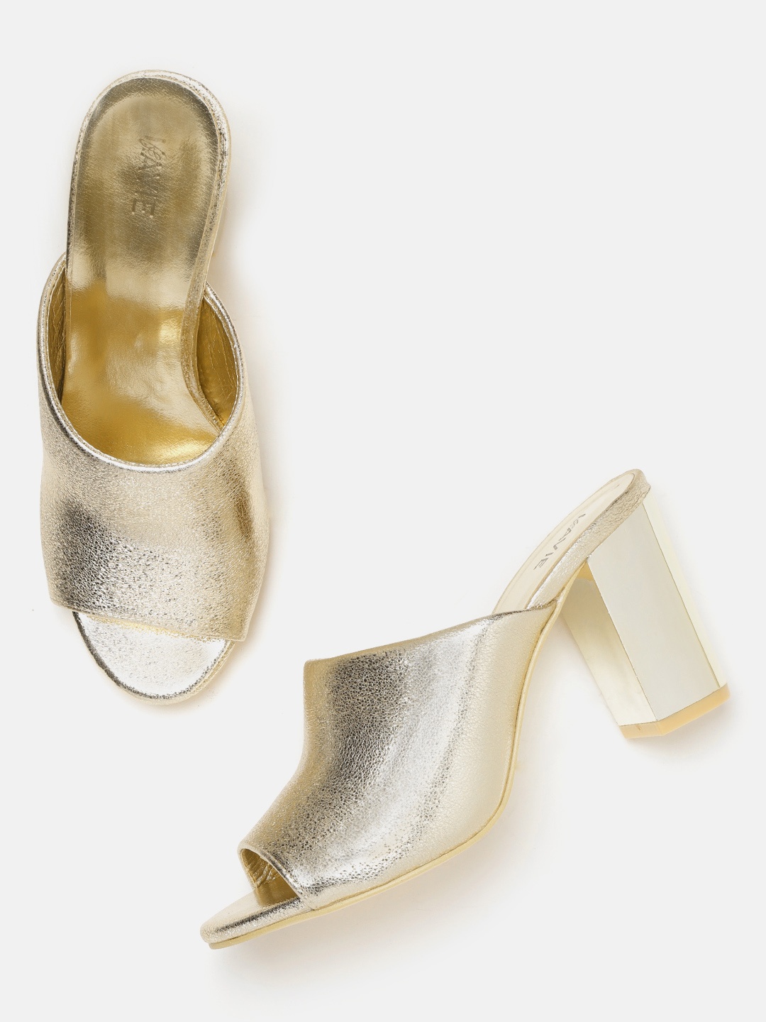 

Lavie Women Gold-Toned Textured Mules
