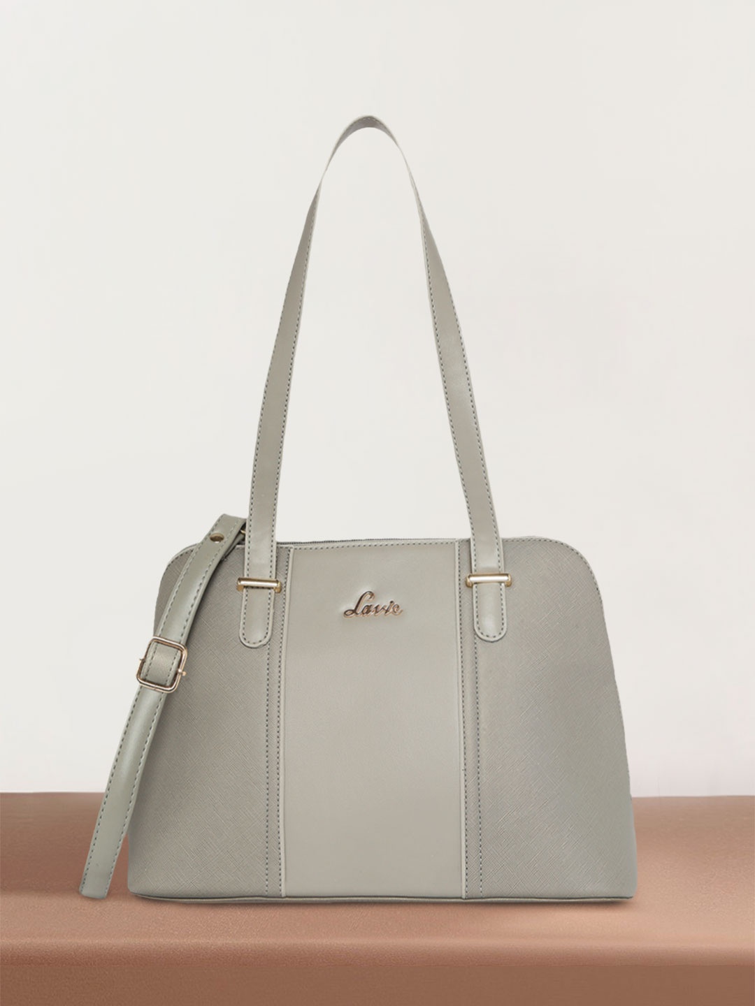 

Lavie Opsek Grey Textured Structured Shoulder Bag