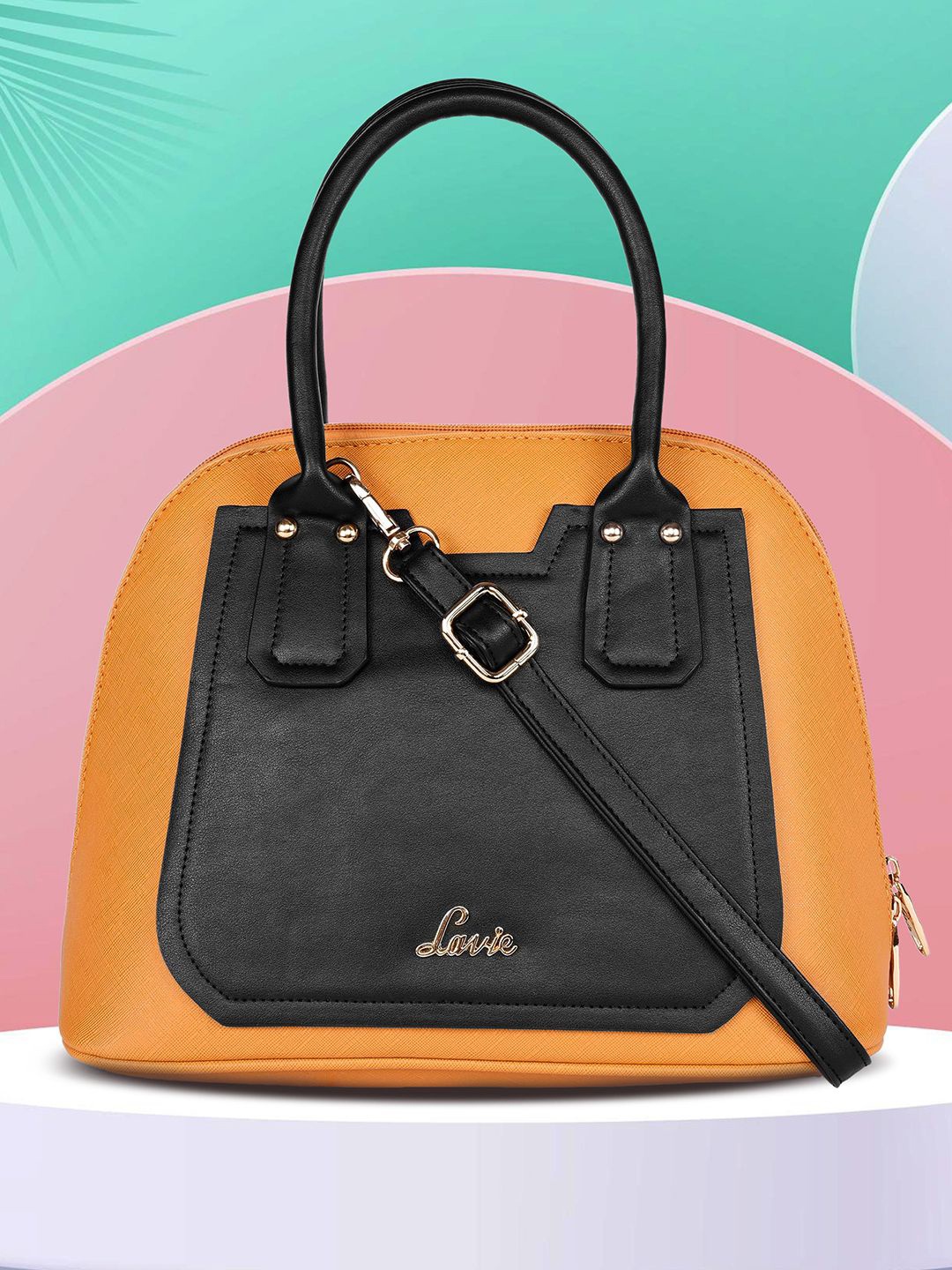 

Lavie Cabanel Women Yellow And Black Medium Satchel