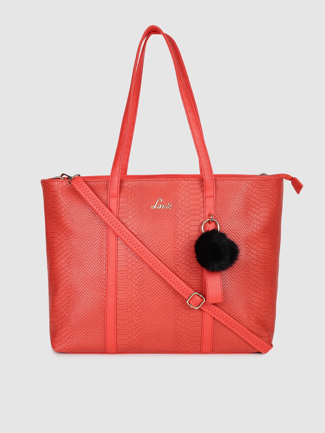 

Lavie Orange Textured Shoulder Bag