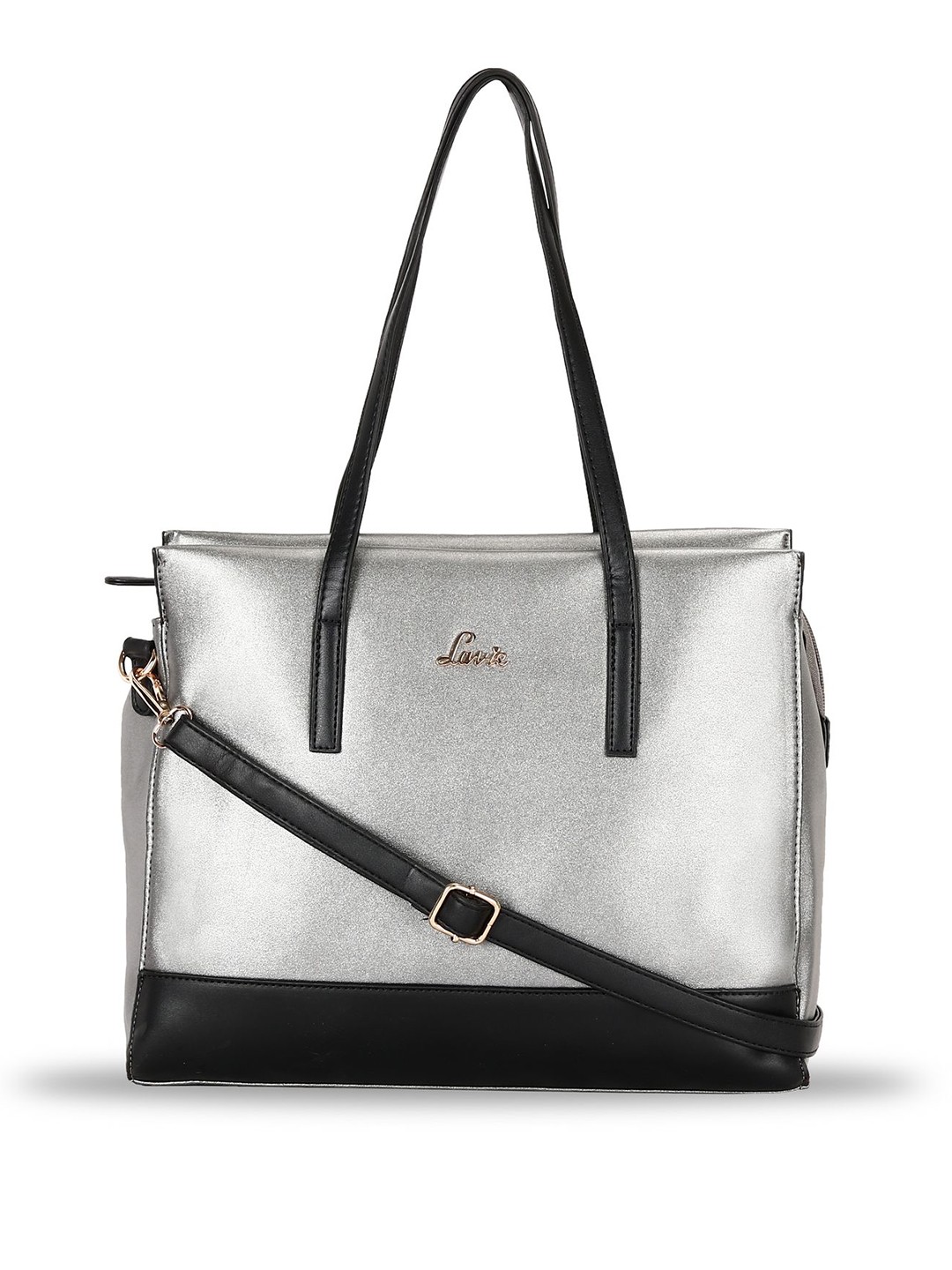 

Lavie Silver-Toned and Black Colourblocked Shoulder Bag
