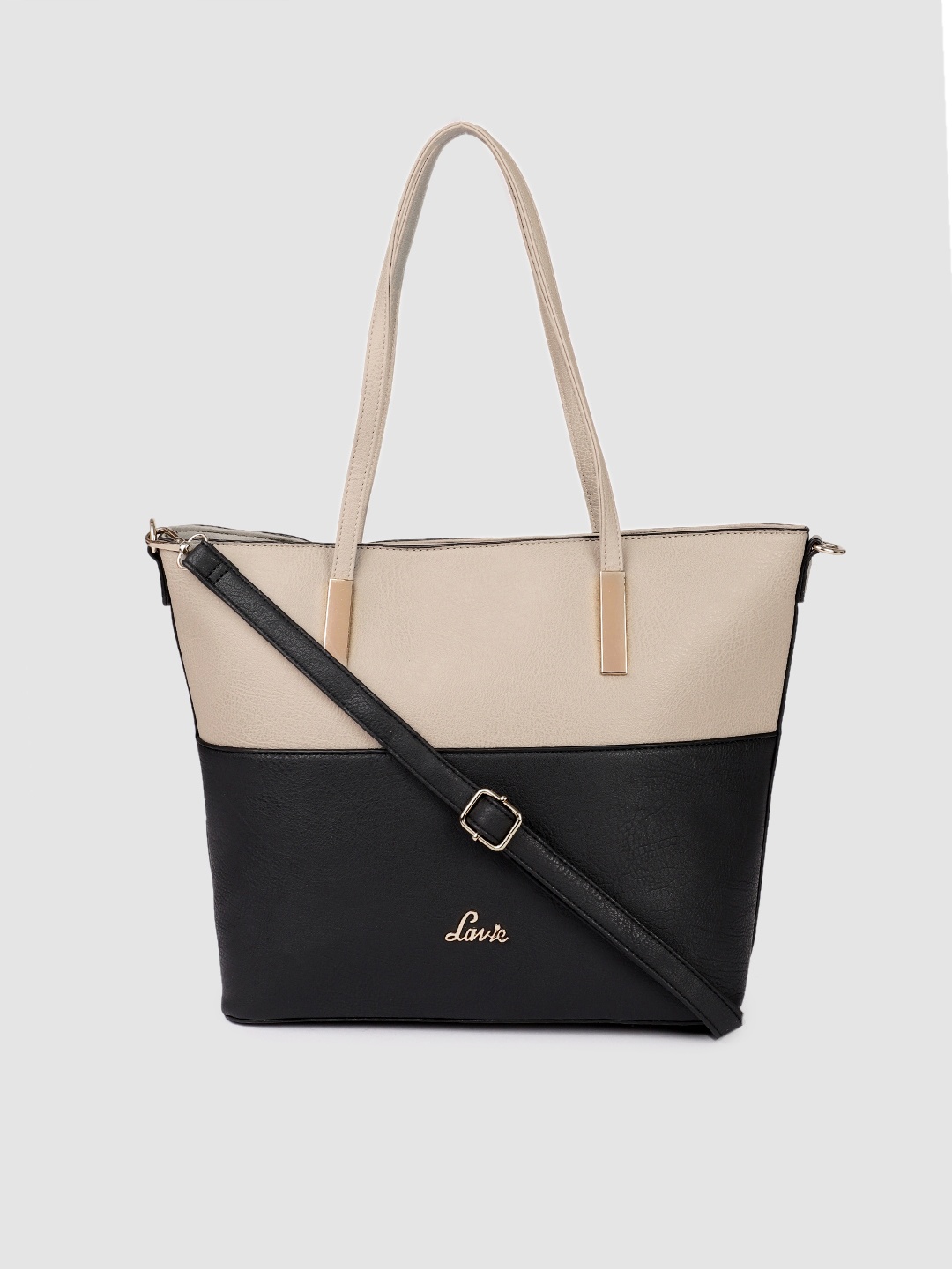 

Lavie Beige & Black Colourblocked Shoulder Bag