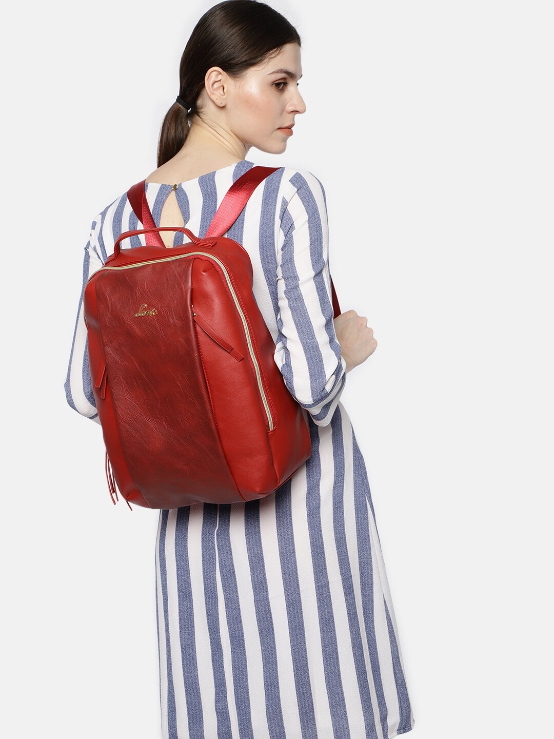 

Lavie Women Red Solid Backpack