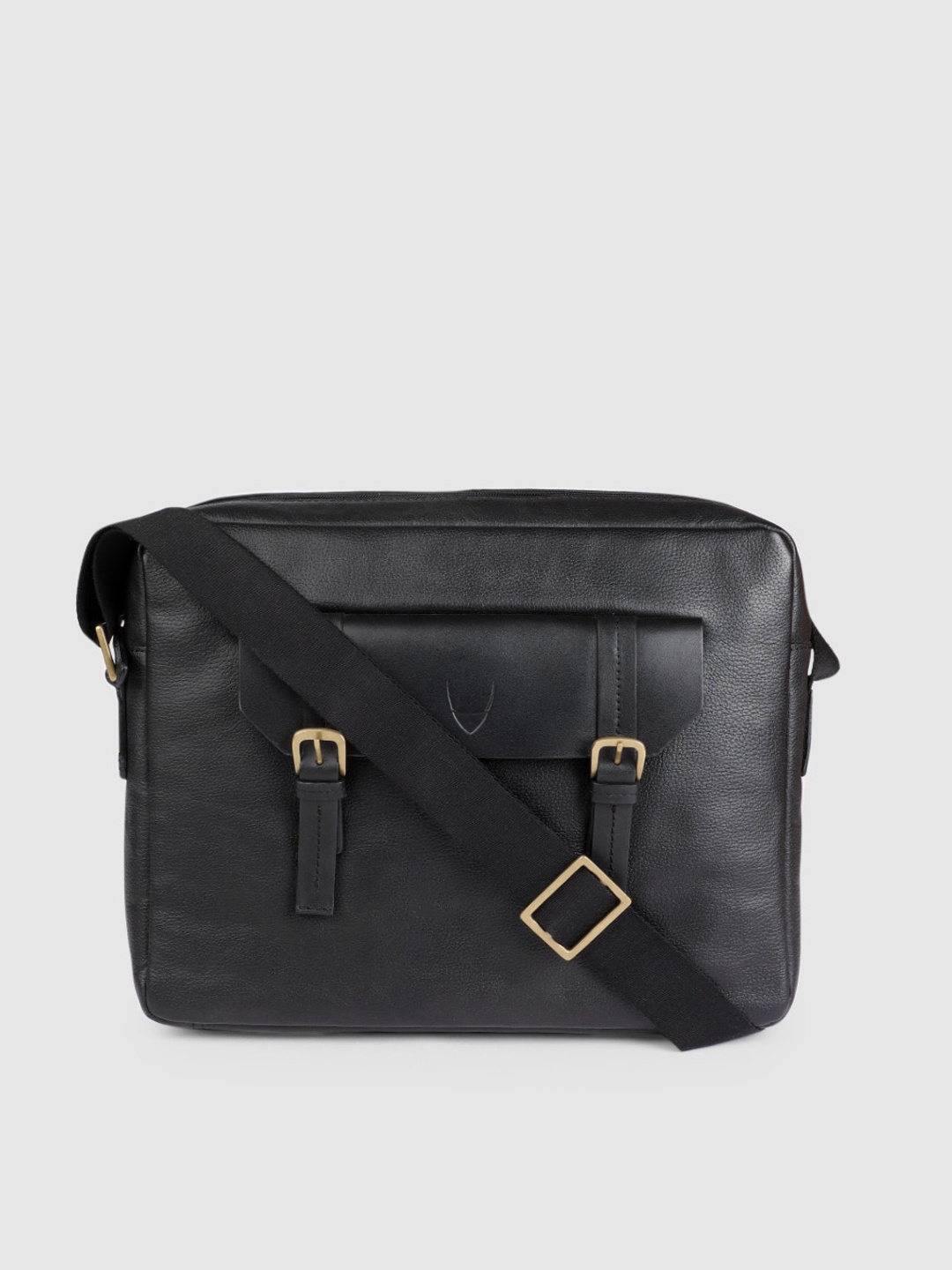 

Hidesign Men Black Solid Leather Laptop Bag