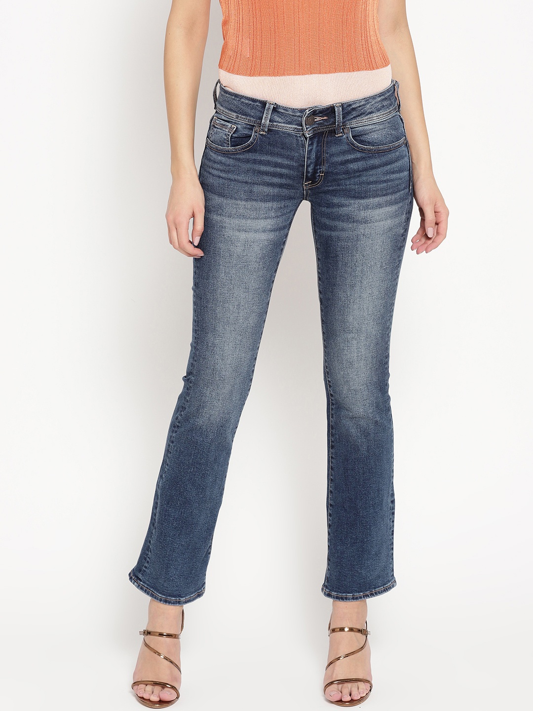 

AMERICAN EAGLE OUTFITTERS Women Navy Blue Straight Fit Mid-Rise Clean Look Stretchable Jeans