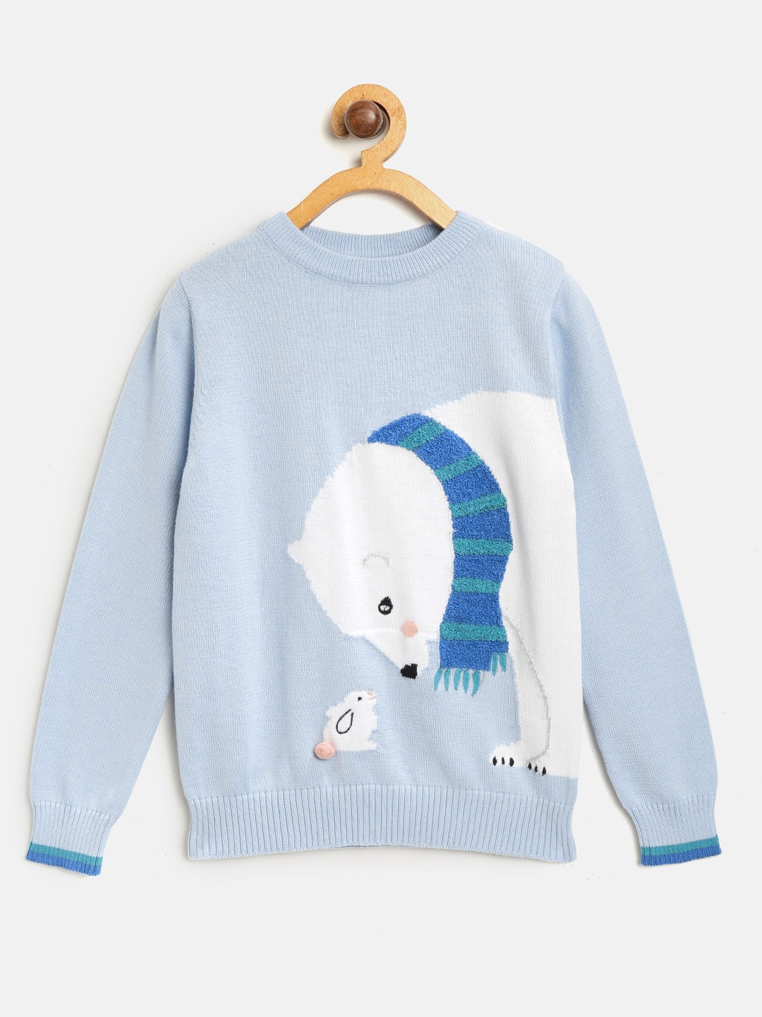 

Cherry Crumble Kids Blue Self Design Pullover Sweater