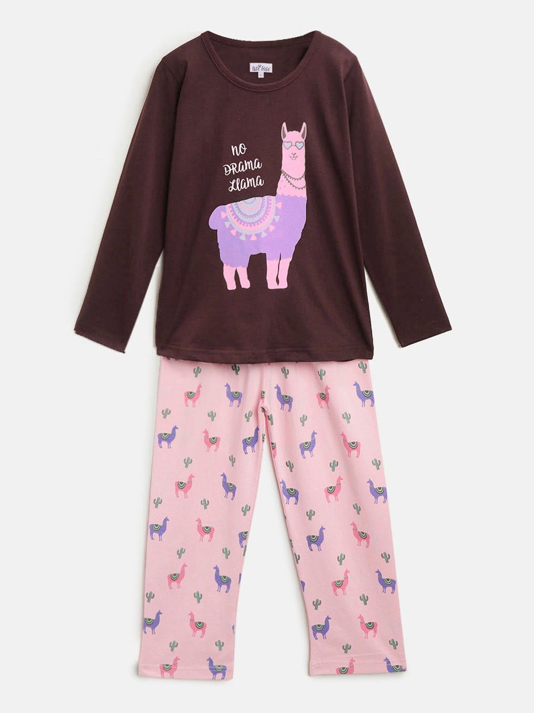 

Nite Flite Girls Burgundy & Pink Printed Night suit
