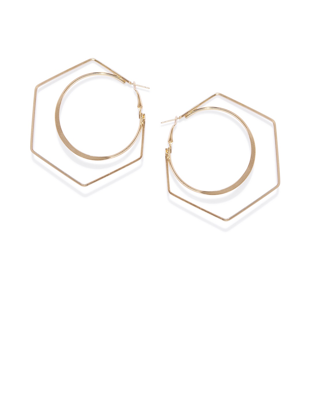 

OOMPH Gold-Toned Geometric Handcrafted Hoop Earrings