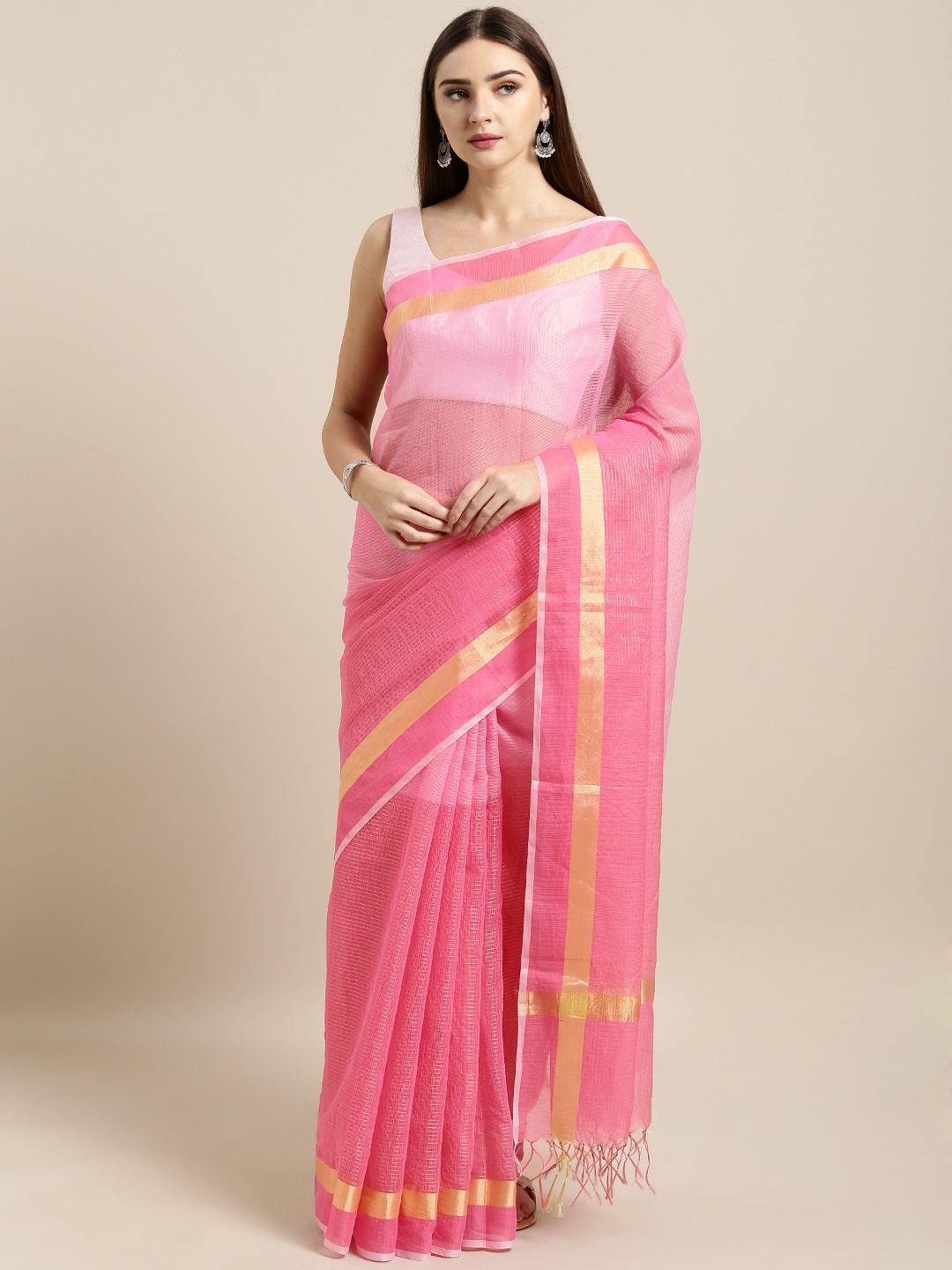 

Rajnandini Pink Cotton Blend Woven Design Kota Saree