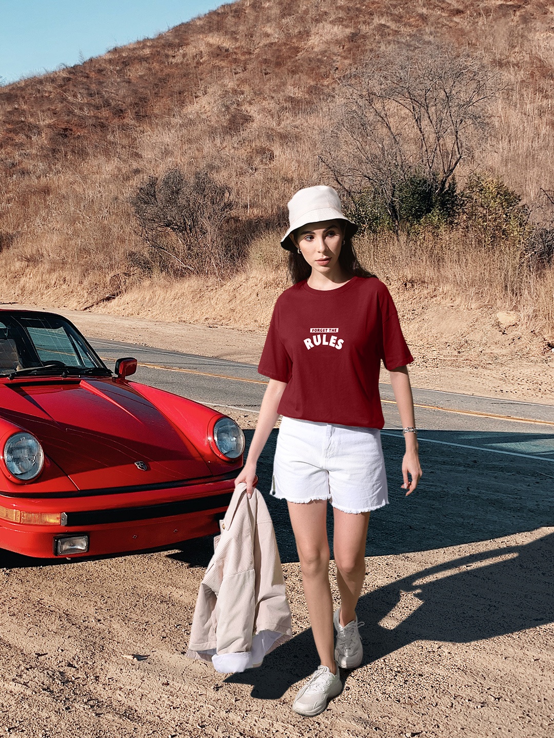 

Roadster Women Maroon Printed Round Neck Pure Cotton Longline T-shirt