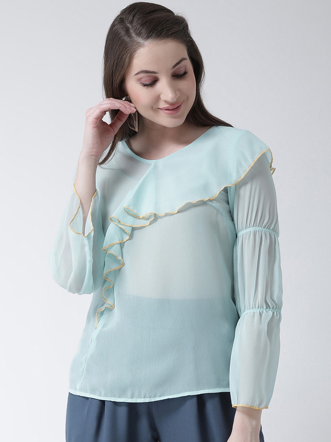

KASSUALLY Women Blue Solid Top