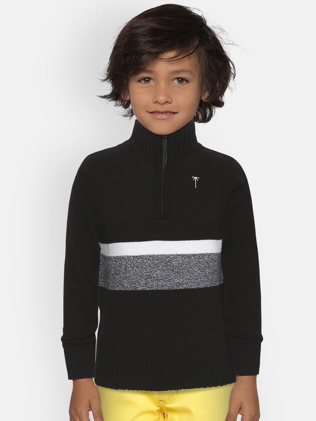 

Palm Tree Boys Black & Grey Colourblocked Pullover Sweater