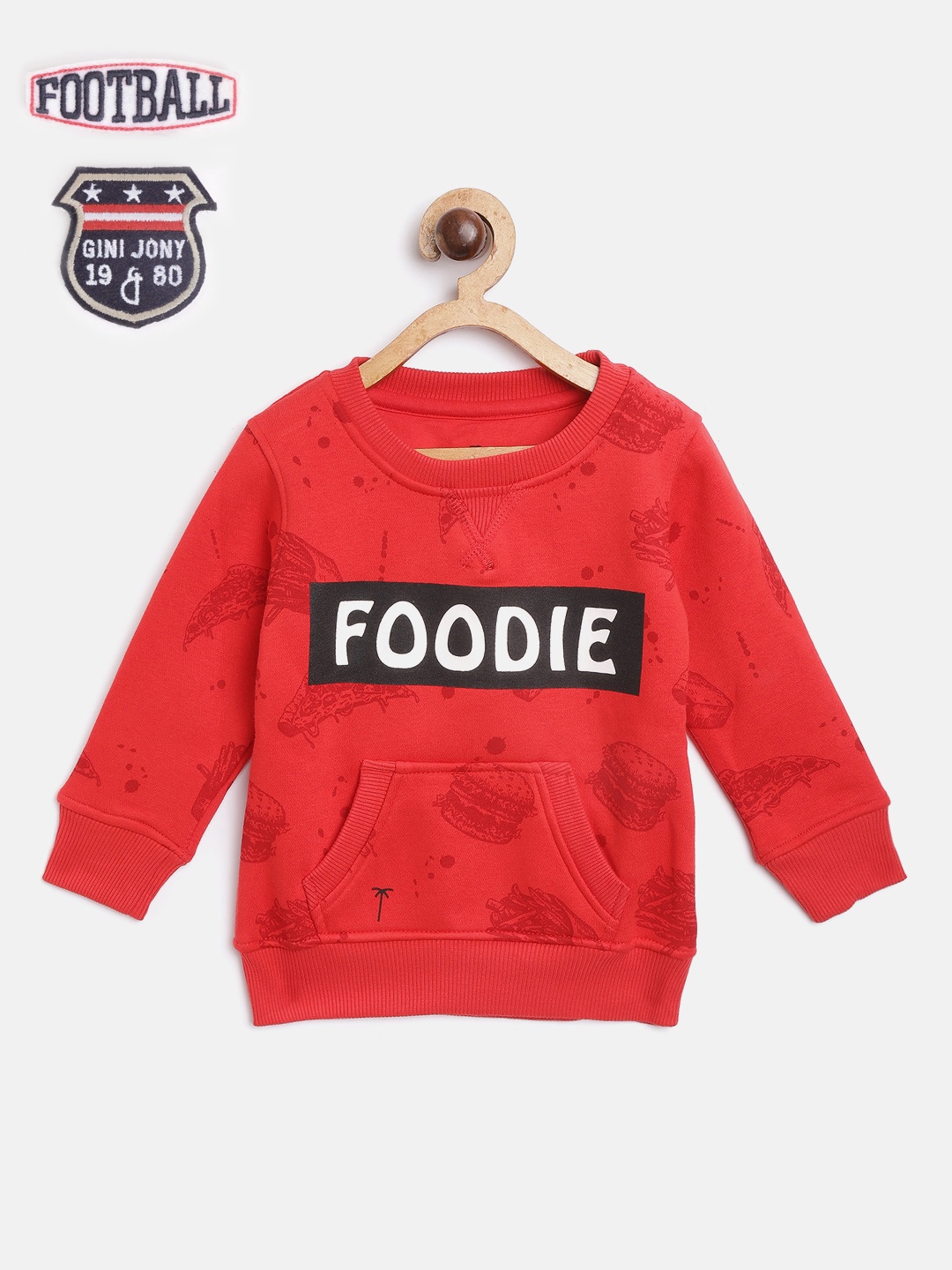 

Palm Tree Infant Boys Red Cotton Printed Sweatshirt with Brooches