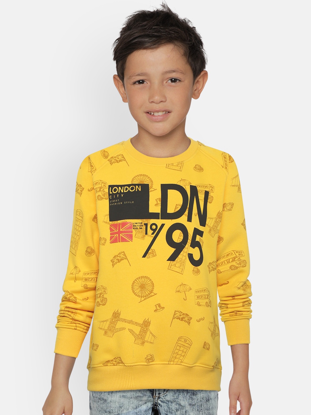 

Palm Tree Boys Yellow & Black Printed Sweatshirt