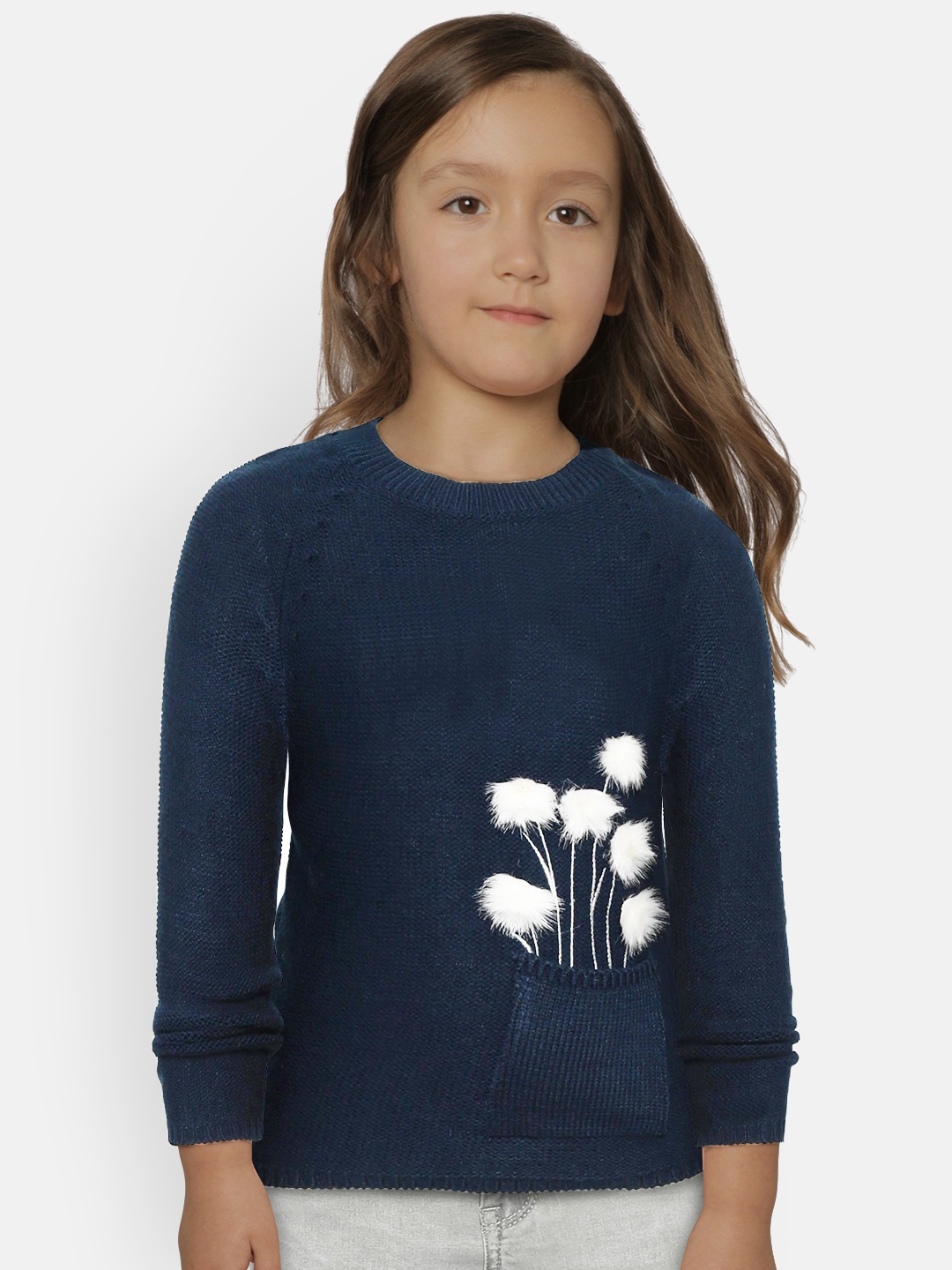 

Gini and Jony Girls Navy Blue Applique Detail Sweater