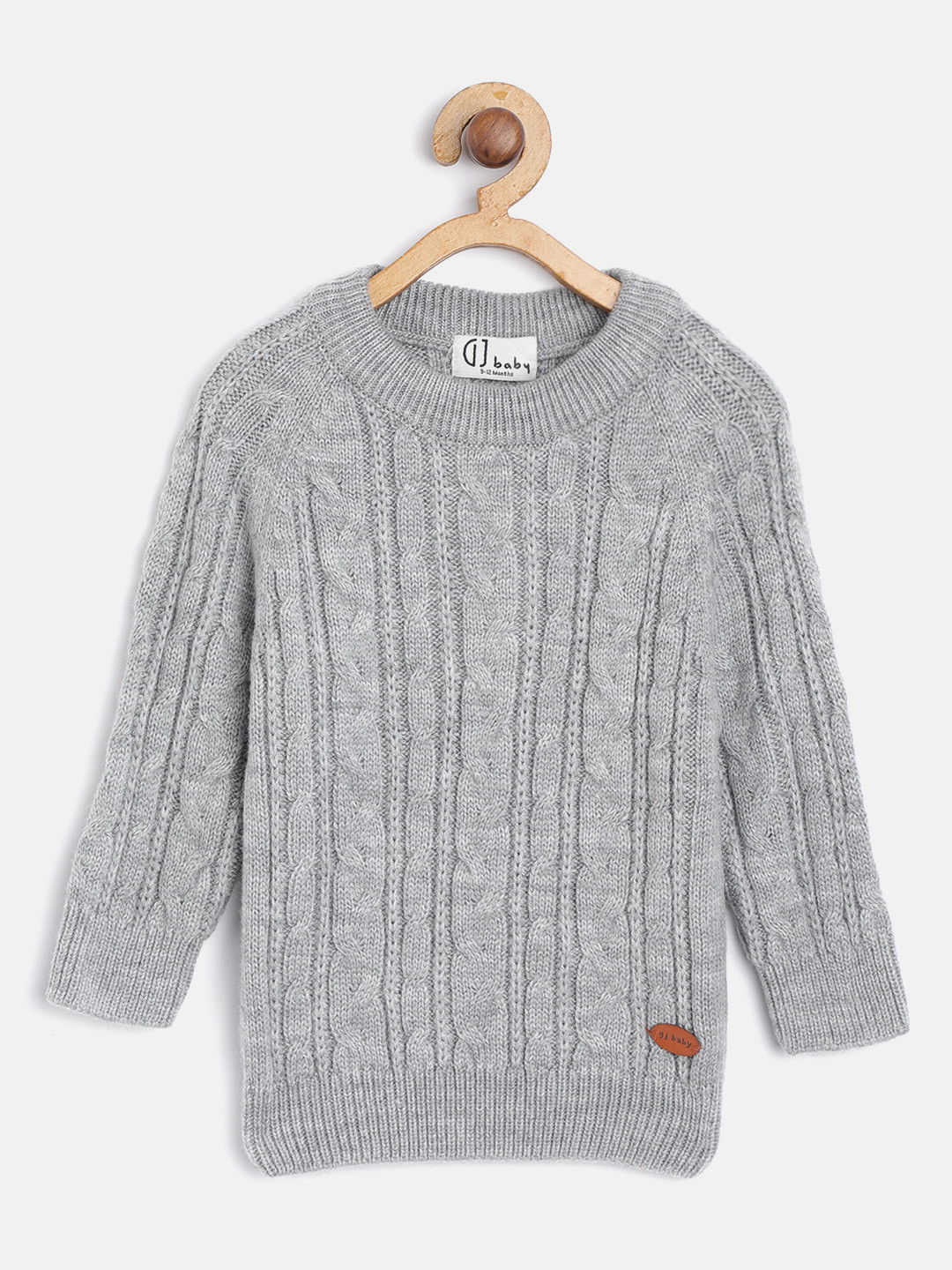 

Gini and Jony Boys Grey Melange Cable Knit Pullover Sweater