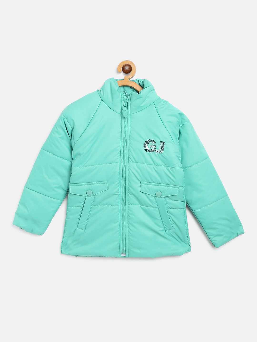 

Gini and Jony Girls Solid Hooded Padded Jacket, Sea green