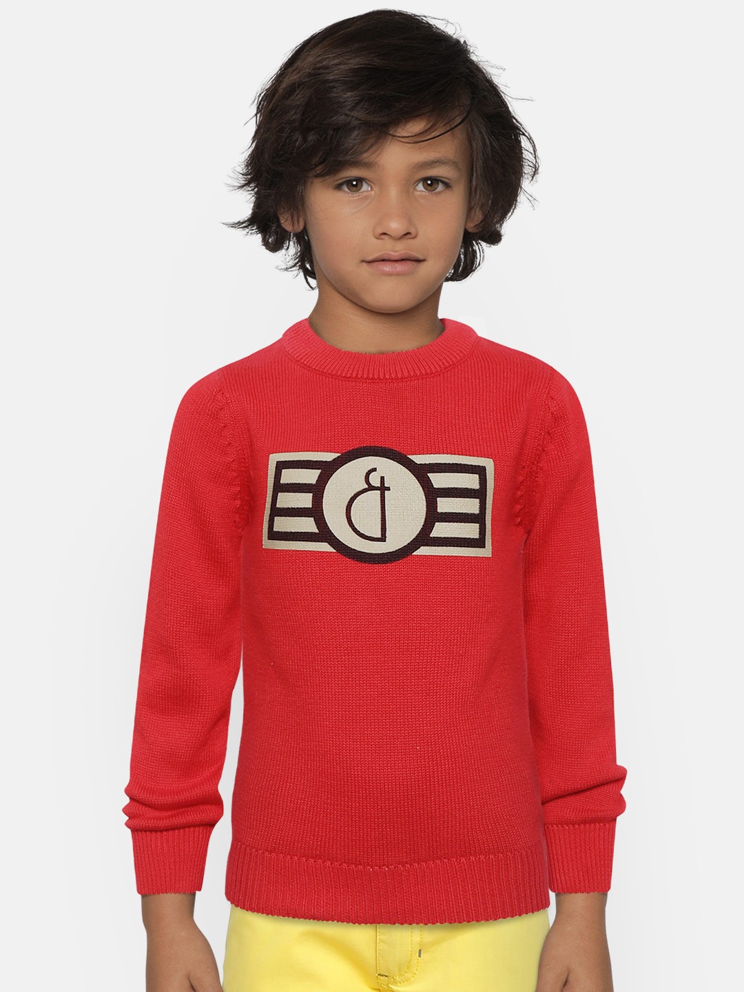 

Gini and Jony Boys Red Solid Pullover Sweater