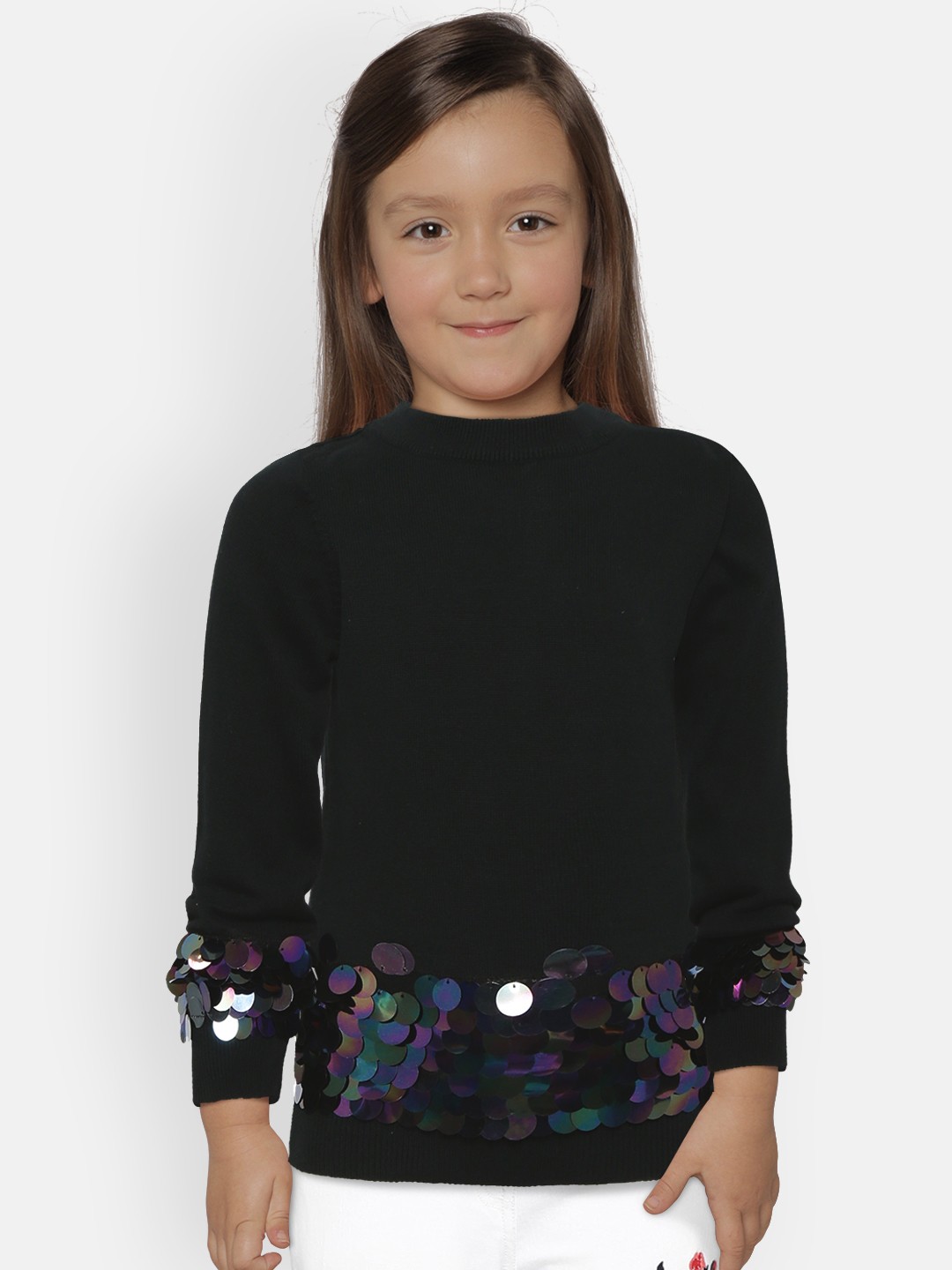 

Gini and Jony Girls Black Mermaid Sequinned Pullover Sweater