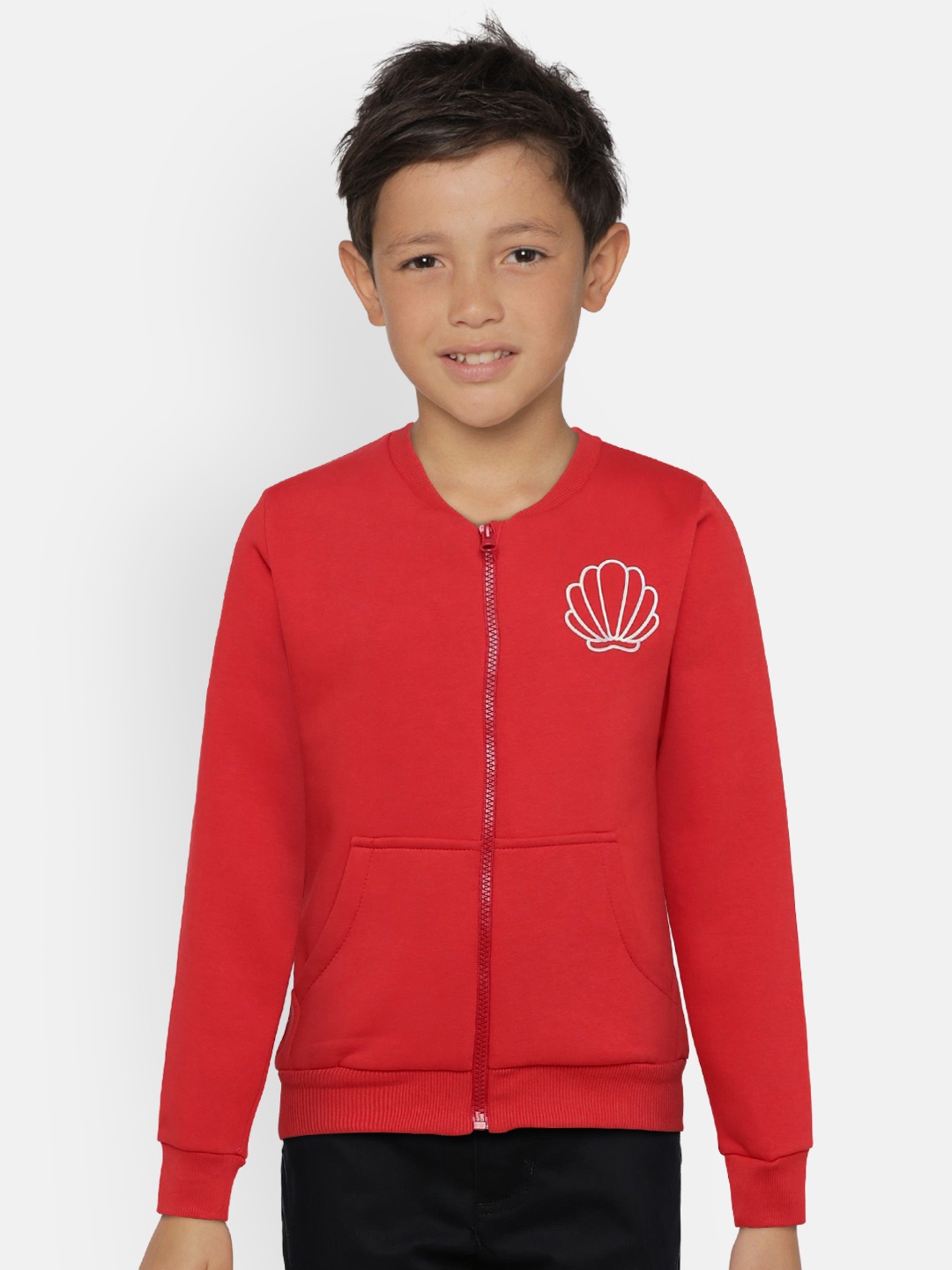 

Gini and Jony Girls Red Printed Open Front Jacket