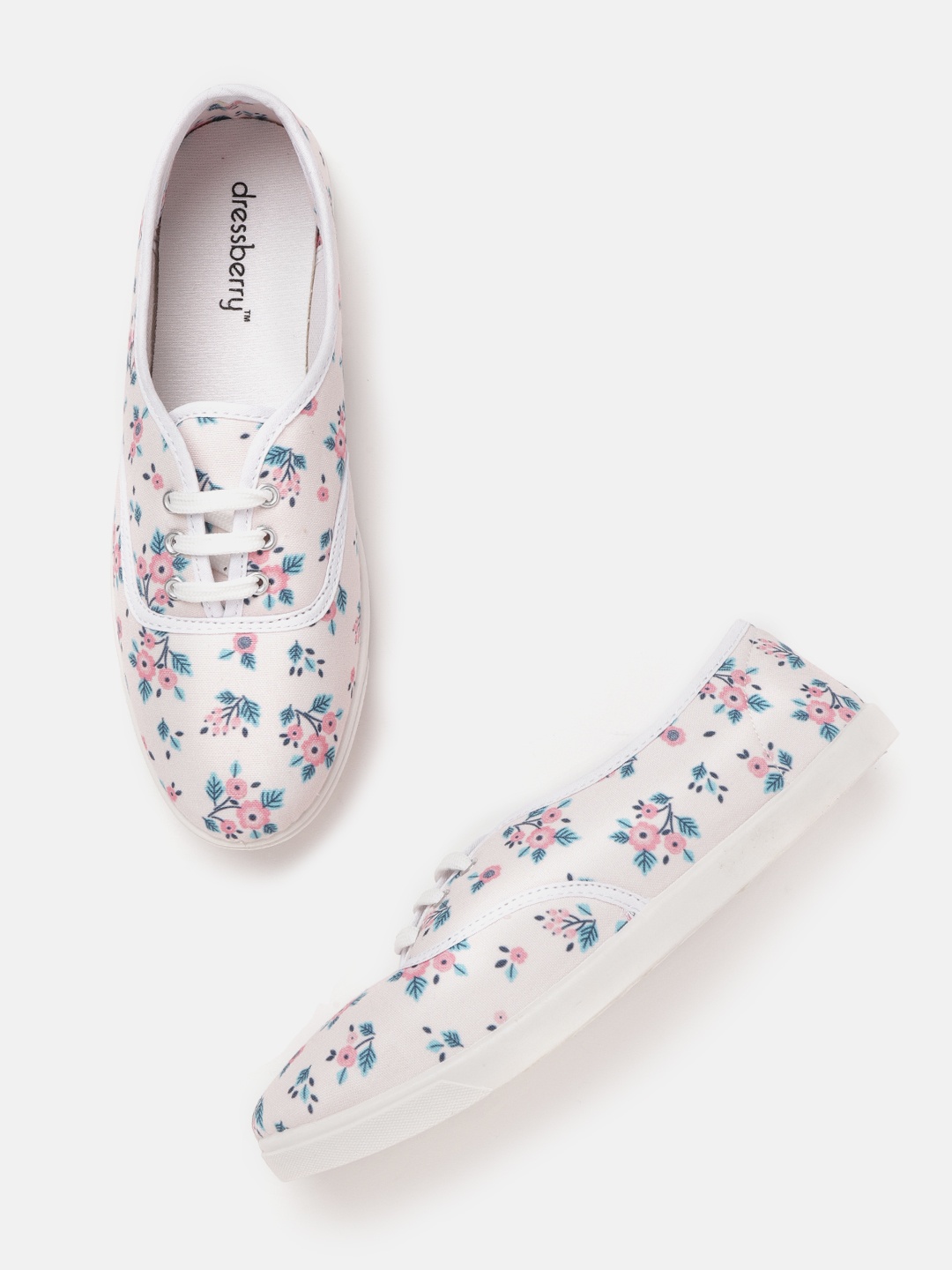 

DressBerry Women Peach-Coloured & Teal Blue Printed Sneakers