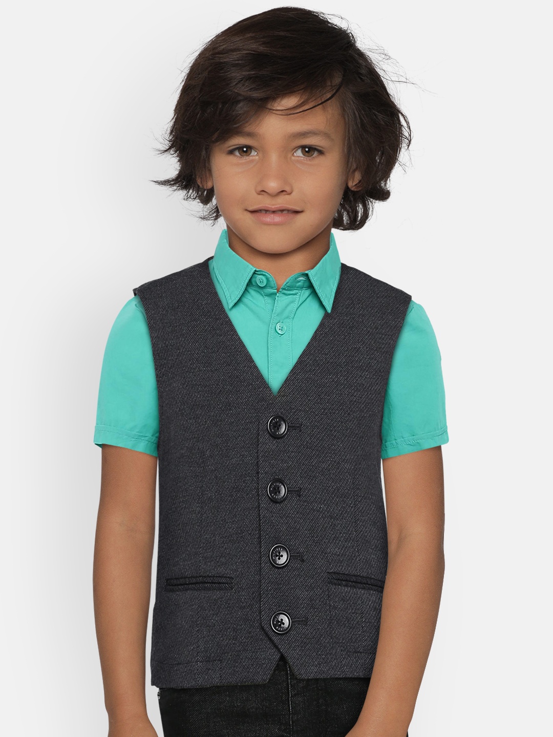 

Tommy Hilfiger Boys Charcoal Grey Self Design Waistcoat