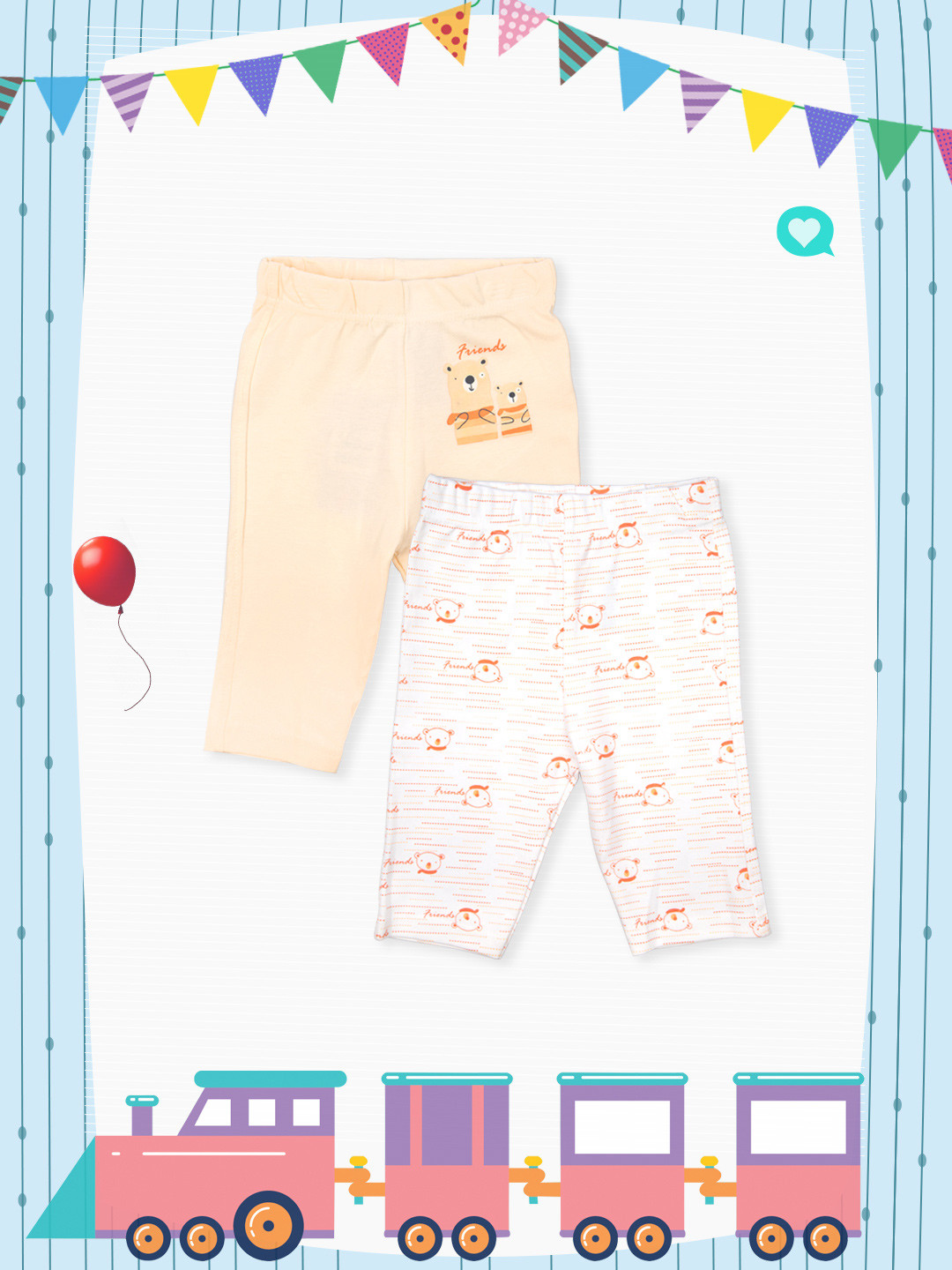 

MeeMee Kids Pack of 2 Printed Lounge Pants, Peach