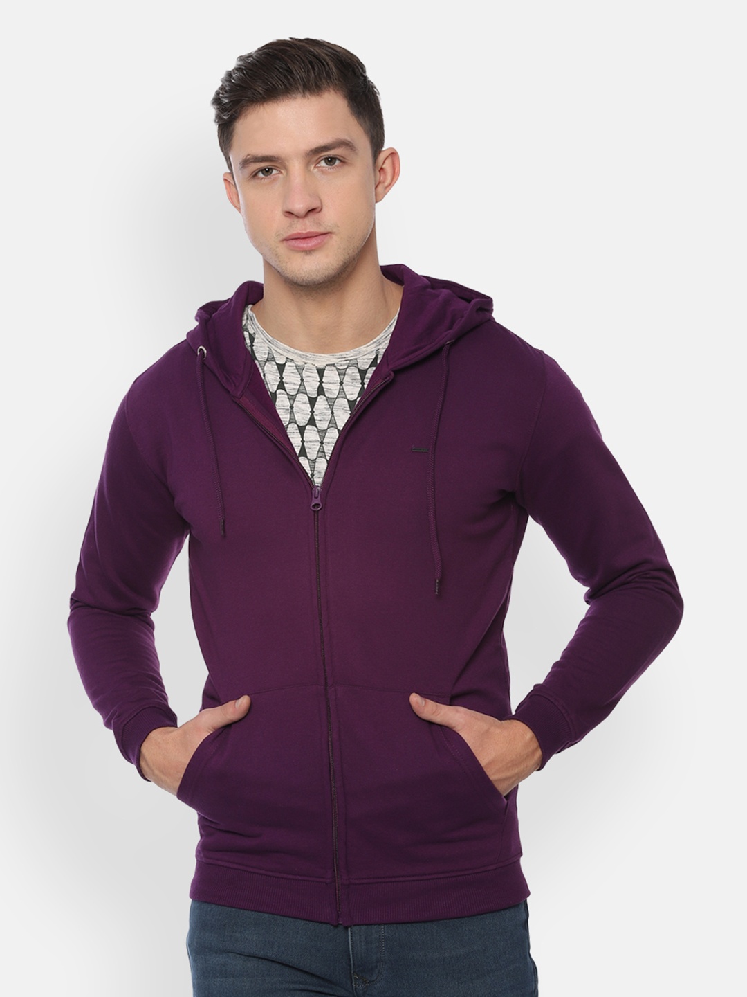 

Van Heusen Men Purple Solid Hooded Sweatshirt