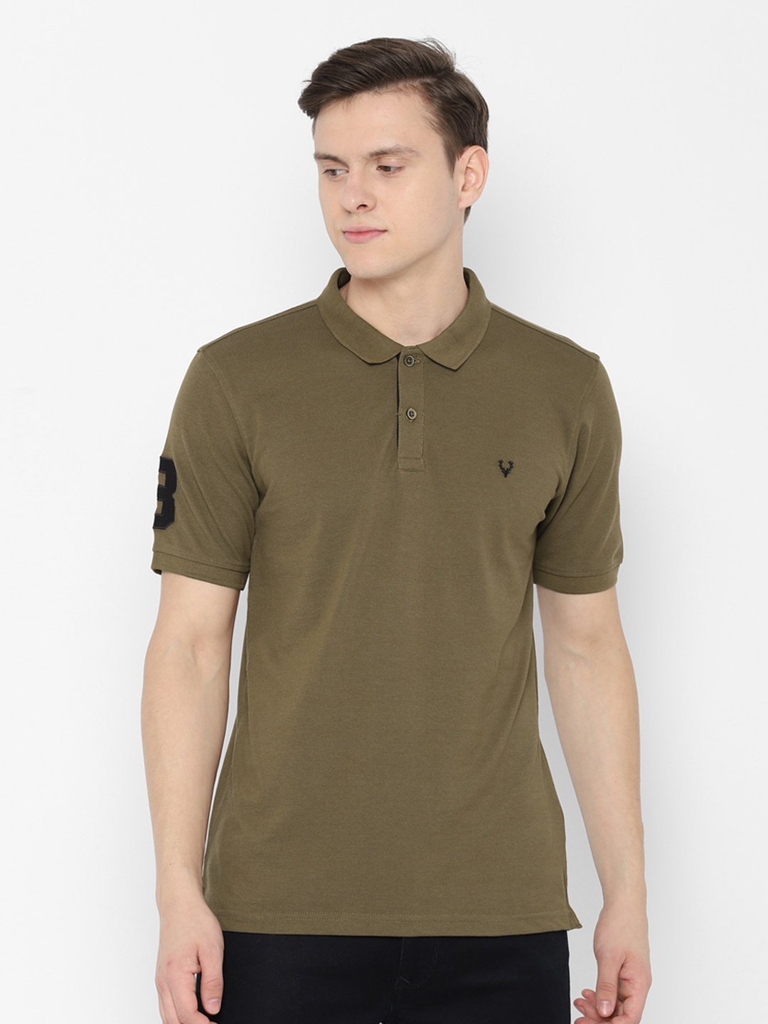 

Allen Solly Men Brown Solid Polo Collar Pure Cotton T-shirt