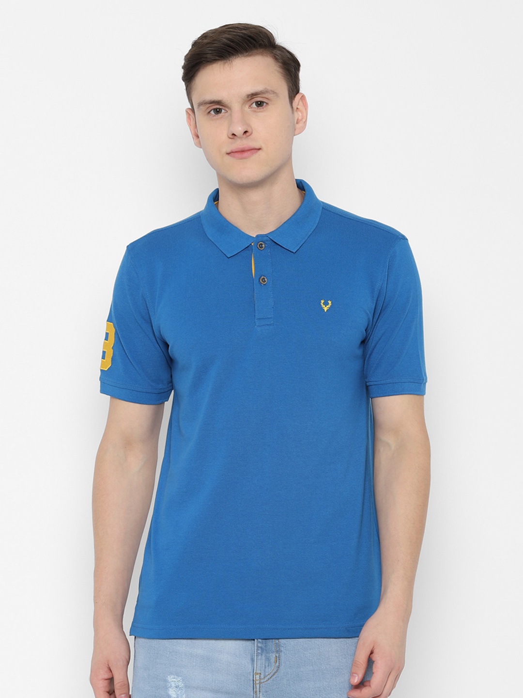 

Allen Solly Men Blue Solid Polo Collar T-shirt