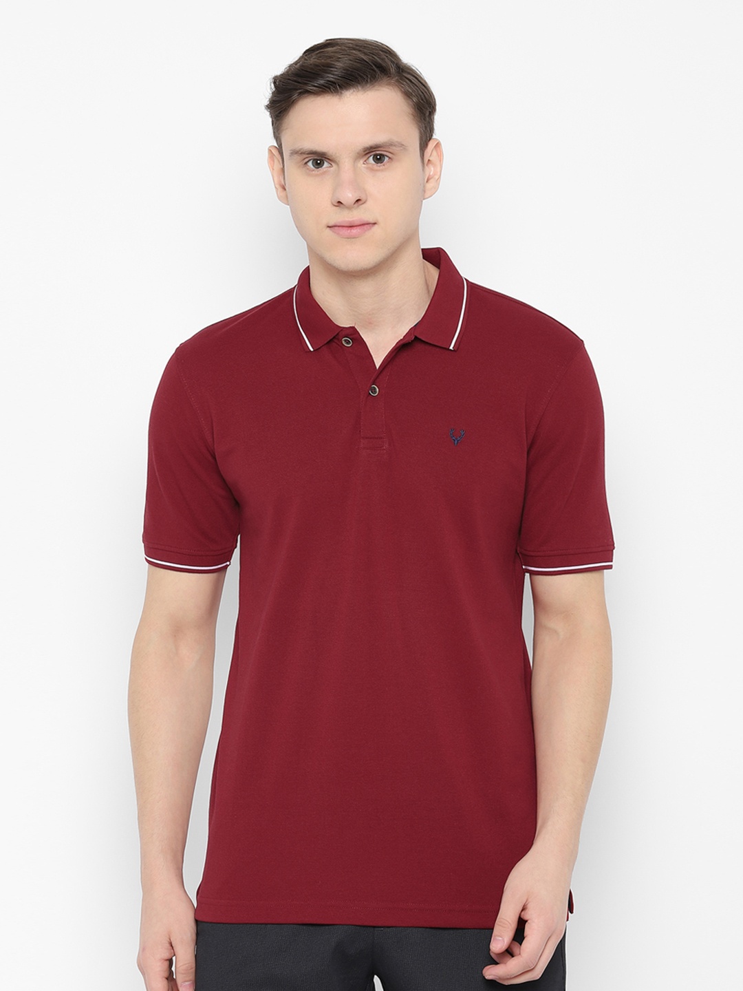 

Allen Solly Men Red Solid Polo Collar T-shirt