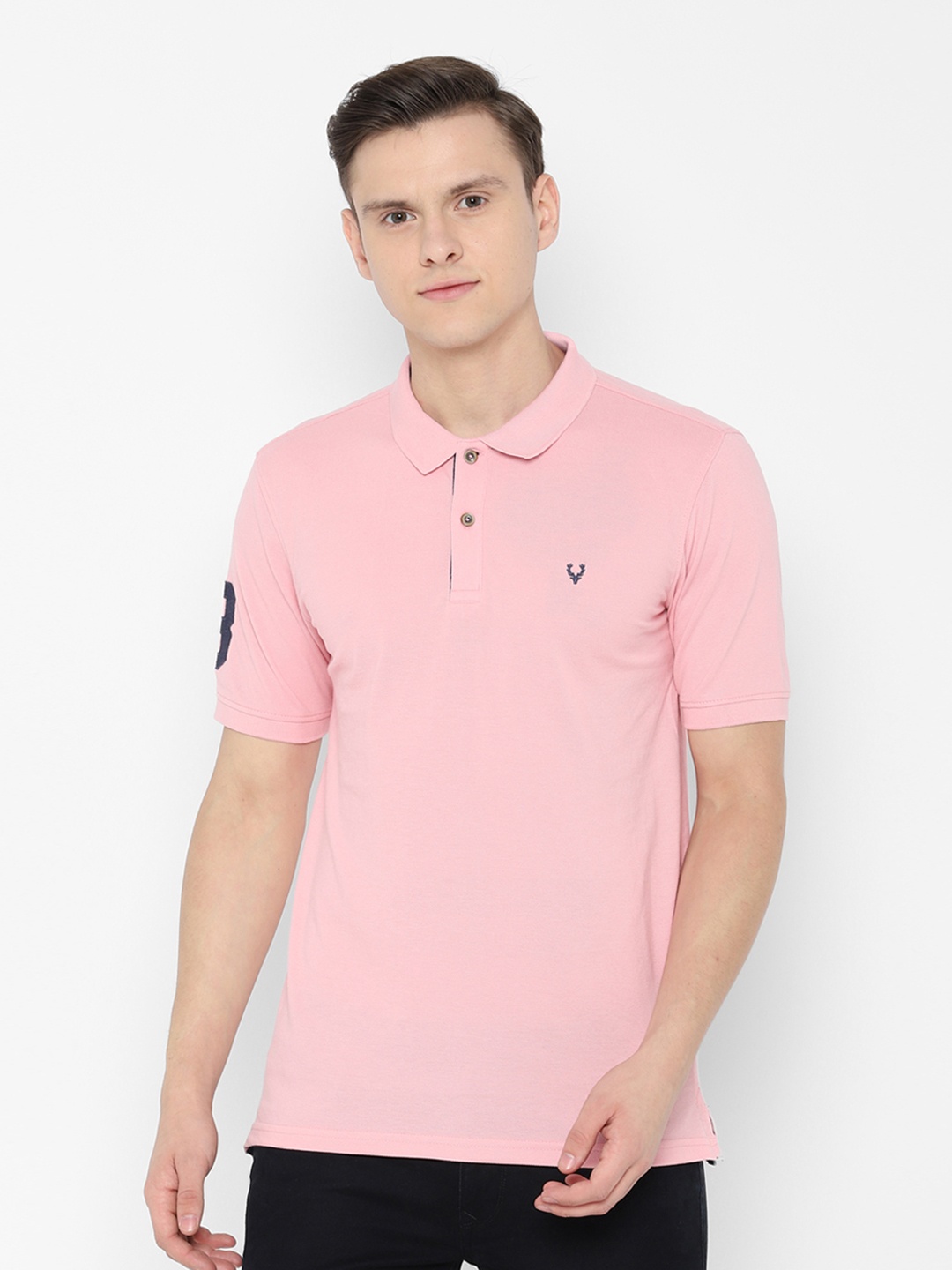 

Allen Solly Men Pink Slim Fit Solid Polo Collar T-shirt