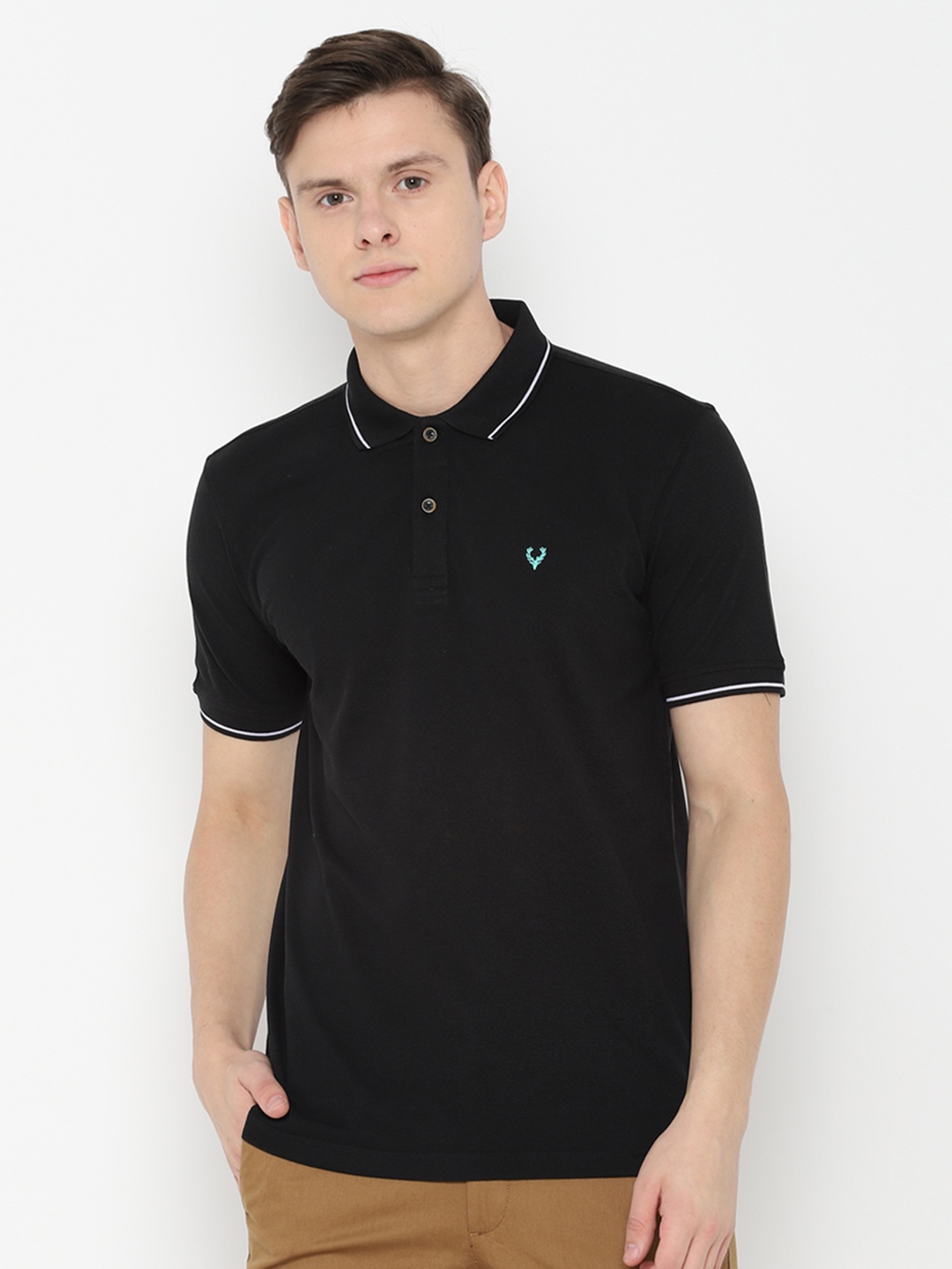 

Allen Solly Men Black Solid Polo Collar Regular Fit T-shirt
