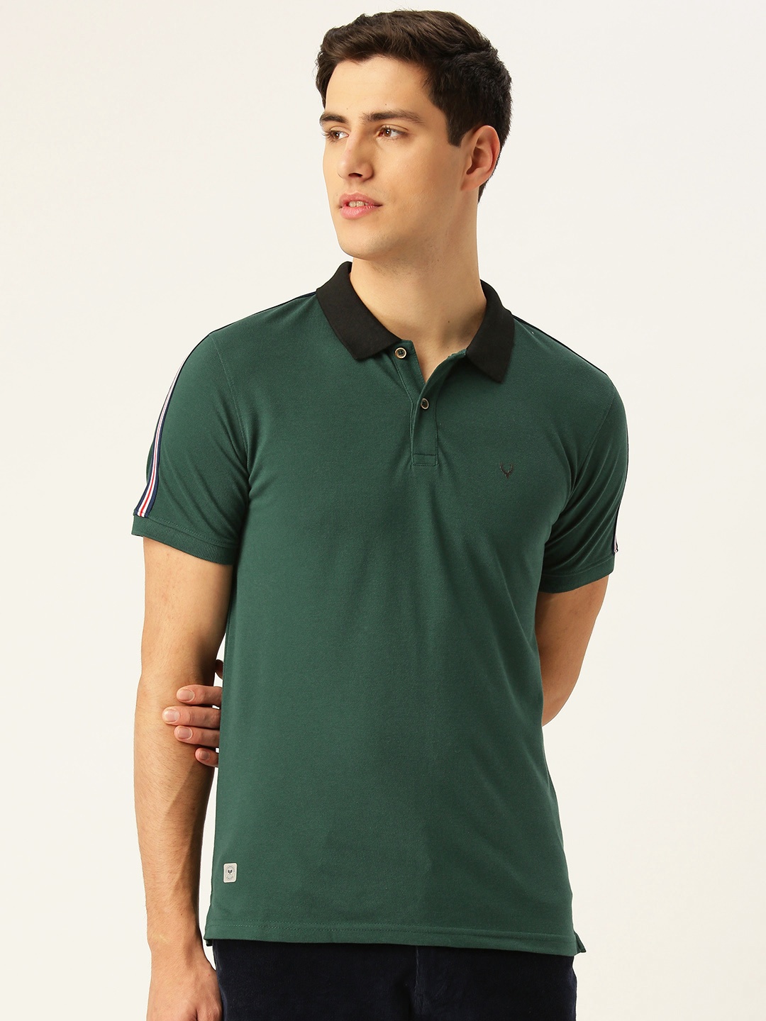 

Allen Solly Sport Men Green Solid Polo Collar T-shirt