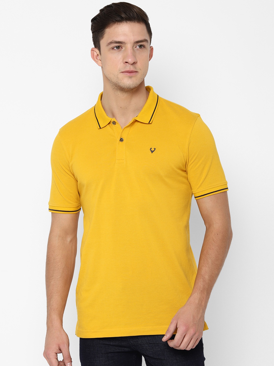 

Allen Solly Men Yellow Solid Polo Collar Slim Fit T-shirt